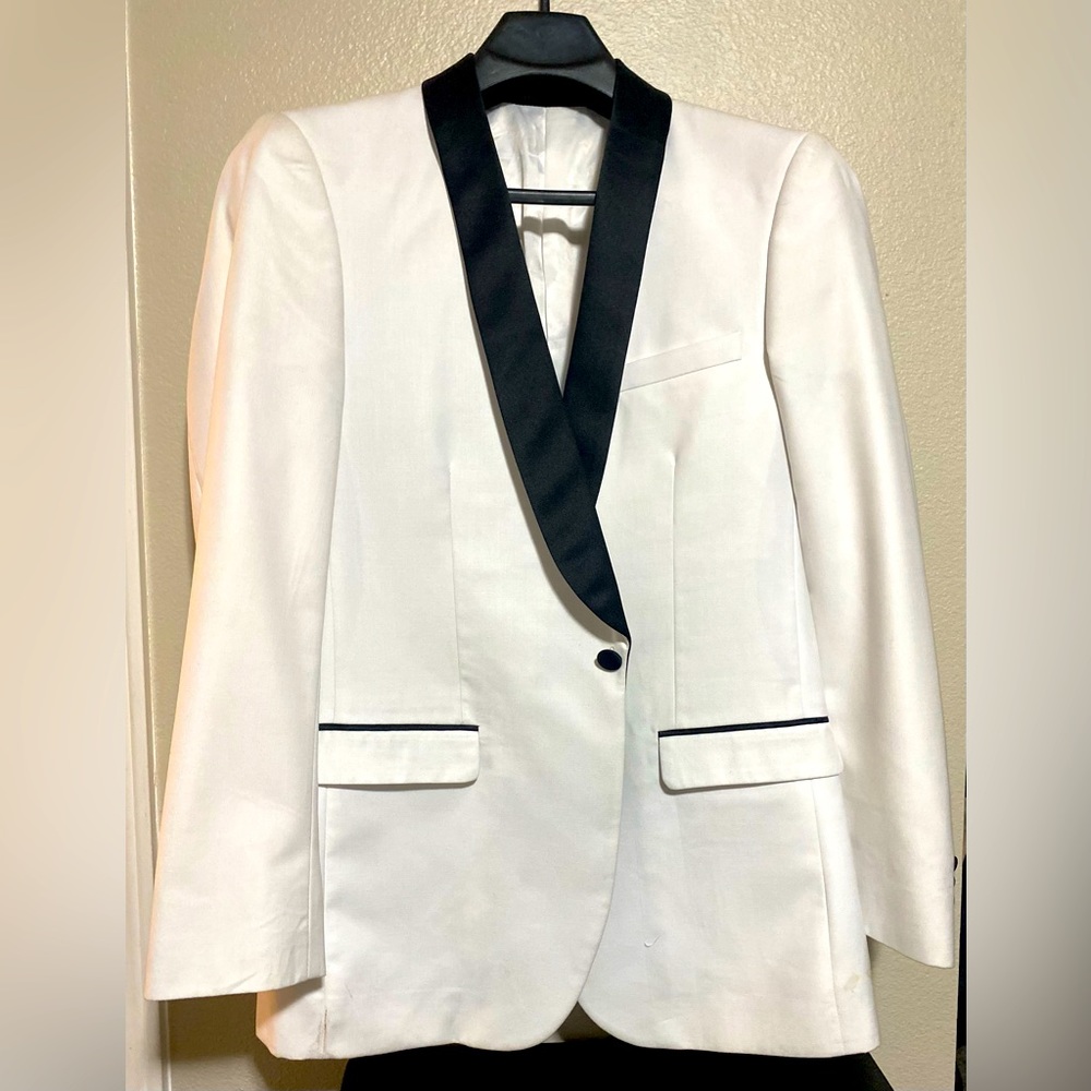 Mens Tazio Italy One Button Solid Satin Shawl Collar Dinner Jacket